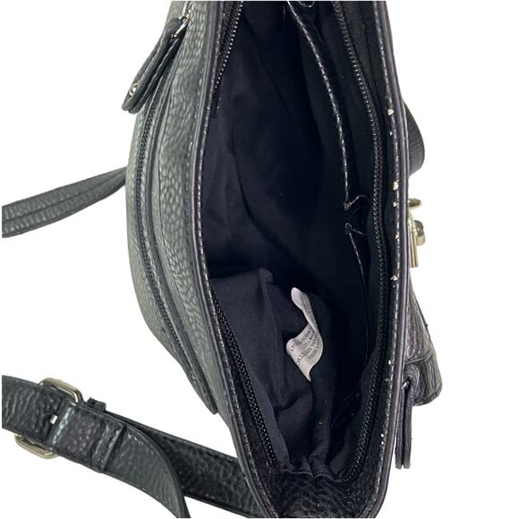 Chaps Crossbody Shoulder Bag Adjustable Strap Black & Gray - Picture 5 of 11